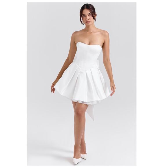 HOUSE OF CB Noele Bow Strapless Satin Mini Gown Size XS - Picture 6 of 16